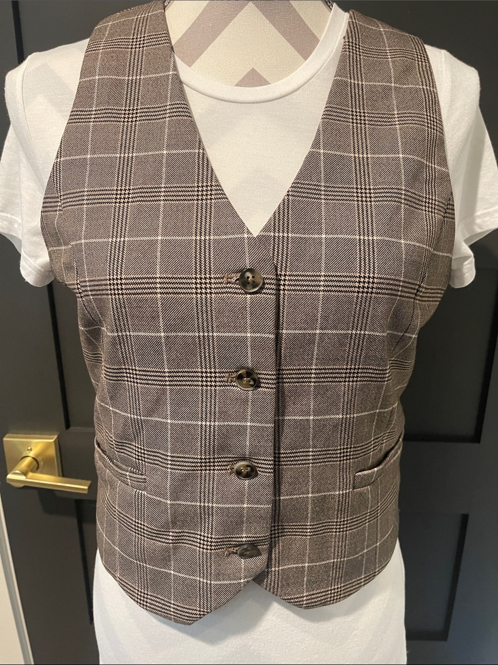 Blank NYC Plaid Tailored Vest Size M